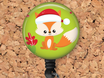 Christmas Fox Badge Reel Id Holder, Badge Pin, Magnet, Lanyard, Stethoscope Tag 8237