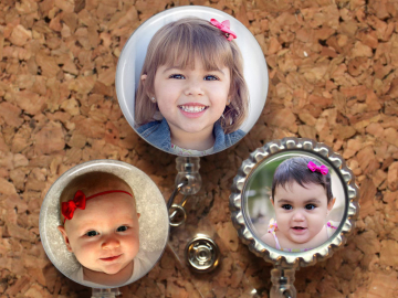 CUSTOM PHOTO Badge Reel, Personalized with your own Photo, Lanyard, Badge Clip, Carabiner, Stethoscope Tag, ID Holder, Mylar