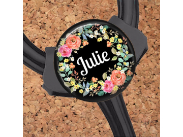 Flower Stethoscope ID Tag, Personalized Name,  Cardiology Stethoscope Tag, Fits All Stethoscopes At Yoke including Littmann Oflowers1Black