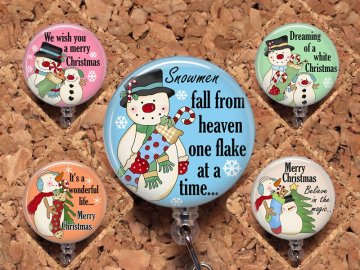 Snowman Badge Reel ID Holder, Lanyard, Carabiner, Stethoscope Tag, Yoke Tag - Fits all stethoscopes including Littman,  Mylar
