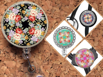 Polish Folklore Badge Reel, Retractable ID Holder, Spring Lanyard, Badge Pull, Card Holder, Carabiner, Stethoscope Tag, Mylar