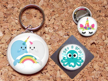 Narwhal Key Chain, Unicorn Magnet, Octopus Pin, Refrigerator Magnet, Key Ring, Brooch Pin, Fridge Magnet, Key Holder, Choice of Image