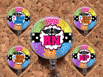 Rainbow Badge Reel ID Holder, Lanyard, Carabiner, Stethoscope Tag, Yoke Tag  Credentials Medical Badge Reels  Mylar