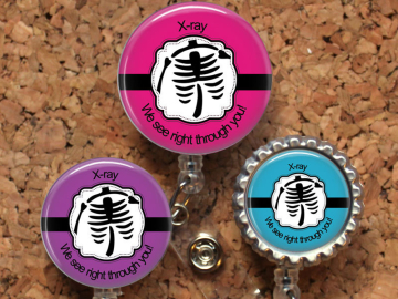 Xray Badge Reel, Retractable ID Holder, Radiology Lanyard, Badge Pull, Card Holder, Carabiner, Stethoscope Tag, The Badge Patch, Mylar