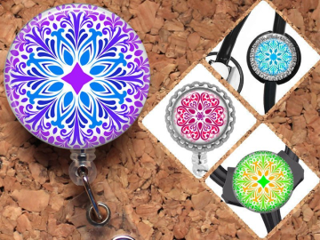 Swirl Badge Reel ID Holder, Lanyard, Carabiner, Stethoscope Tag, Yoke Stethoscope Tag - Fits all stethoscopes including Littman, Mylar