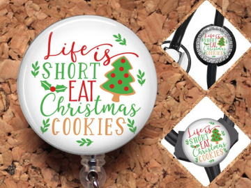 Christmas Badge Reel, Retractable Lanyard Badge Holder, Carabiner,  Id Holder,  Gift for Nurses, Stethoscope Tag Rhinestone Badge Reel Mylar