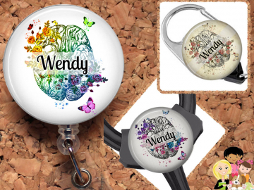 Brain Badge Reel, Personalized Retractable ID Holder,  Personalized Lanyard, Badge Holder, EEG Carabiner, Stethoscope Tag, Mylar