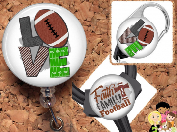 Football Badge Reel ID Holder, Coffee Lanyard, Carabiner, Stethoscope Tag, Yoke Tag - Fits all stethoscopes including Littman,  Mylar