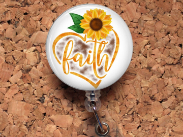 Sunflower Faith Badge Reel, Retractable Lanyard Badge Holder, Carabiner,  Id Holder, Stethoscope Tag, Bottle Cap Badge Reel Mylar