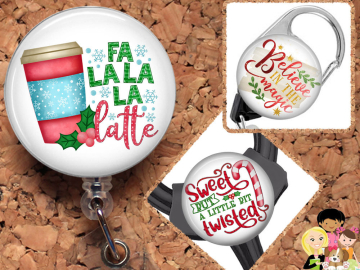 Christmas Badge Reel ID Holder, Coffee Lanyard, Carabiner, Stethoscope Tag, Yoke Tag - Fits all stethoscopes including Littman,  Mylar