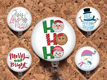 Christmas Badge Reel ID Holder, Coffee Lanyard, Carabiner, Stethoscope Tag, Yoke Tag - Fits all stethoscopes including Littman,  Mylar