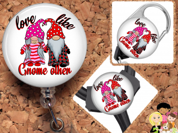 Valentine Gnome Badge Reel, Fall Retractable Lanyard Badge Holder, Carabiner, Id Holder,  Stethoscope Tag Rhinestone Badge Reel Mylar B1063