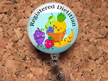 Fruit Badge Reel, Dietitian Retractable Lanyard Badge Holder, Carabiner, Id Holder, Stethoscope Tag, Badge Reel Fruit Basket Mylar  B1069