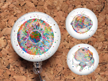 Optomology Badge Reel, Eye Retractable Lanyard Badge Holder,  Carabiner, Id Holder,  Eye Doctor, Optometrist, Eyeball, Vision Mylar B1068