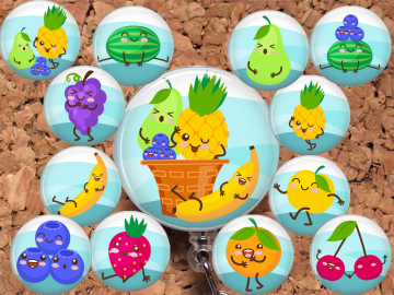 Fruit Badge Reel, Dietitian Retractable Lanyard Badge Holder, Carabiner, Id Holder, Stethoscope Tag, Badge Reel Fruit Basket Mylar  B1067