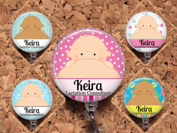 Lactation Consultant Badge Reel ID Holder Personalized Lanyard Carabiner Breastfeeding Counselor Breastfeeding Baby Badge Reel, Mylar