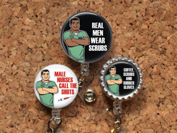 Male Nurse Badge Reel Retractable Lanyard Badge Holder Carabiner Id Holder Stethoscope Tag Male Nurse Badge Reel Gift Mylar