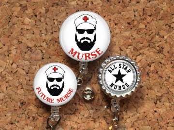 Murse Badge Reel Retractable Lanyard Badge Holder Carabiner Id Holder Stethoscope Tag Male Nurse Badge Reel Gift Mylar