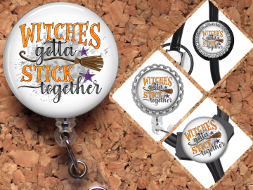 Witch Badge Reel Retractable Lanyard Badge Holder Halloween Carabiner Id Holder Stethoscope Tag Nurse Badge Reel Gift Mylar B1102