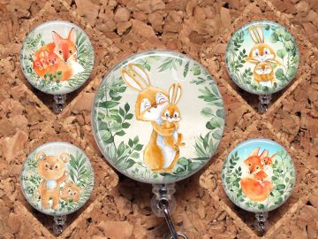 MBU Badge Reel Retractable Mother Baby Lanyard Badge Holder Carabiner Id NICU Holder Stethoscope Tag Nurse Badge Reel Gift Mylar B1103