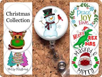 Christmas Badge Reel Retractable Lanyard Badge Holder Holiday Carabiner Id Holder Stethoscope Tag Nurse Badge Reel Gift Mylar