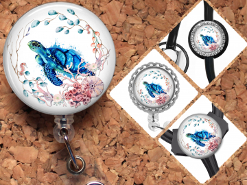 Turtle Badge Reel Retractable Lanyard Badge Holder Sea Turtle Carabiner Id Holder Stethoscope Tag Nurse Badge Reel Gift Mylar B1123