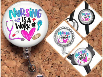 Nurse Badge Reel Retractable Lanyard Badge Holder Carabiner Id Holder Stethoscope Tag Nurse Badge Reel Gift Work of the Heart Mylar B1125
