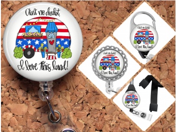 Patriotic Badge Reel Retractable Summer Camper  Lanyard Badge Holder Carabiner Id Holder Stethoscope Tag Nurse Badge Reel Gift Mylar 8012