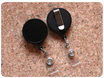 Belt Clip Back Reel with Lanyard Clip, Switchable Base, Permanent or Interchangeable