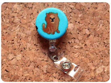 Pomeranian Fabric Badge Reel, Retractable Lanyard ID Holder, Brooch Pin, Key Ring, Zipper Pull, Bookmark Planner Clip, Magnet   F120-8