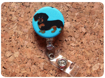 Dachshund Fabric Badge Reel, Retractable Lanyard ID Holder, Brooch Pin, Key Ring, Zipper Pull, Bookmark Planner Clip, Magnet   F120-7