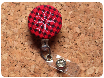 Plaid Snowflake Badge Reel, Retractable Lanyard ID Holder, Brooch Pin, Key Ring, Zipper Pull, Bookmark Planner Clip, Magnet, Blue   F111