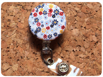 Fabric Floral Badge Reel, Retractable Lanyard ID Holder, Brooch Pin, Key Ring, Zipper Pull, Bookmark Planner Clip, Magnet   F102