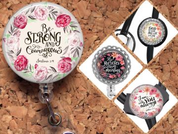 Bible Verse Badge Reel, Retractable ID Holder, Inspirational Lanyard, Badge Pull, Card Holder, Carabiner, Stethoscope Tag, Mylar