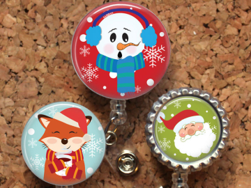 Christmas Badge Reel, Retractable ID Holder, Lanyard, Badge Pull, Card Holder, Carabiner, Stethoscope Tag, The Badge Patch, Mylar