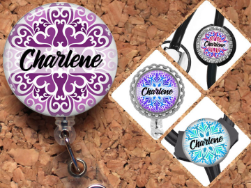 Swirl Badge Reel ID Holder, Lanyard, Personalize Carabiner, Stethoscope Tag, Yoke Tag - Fits all stethoscopes including Littman, Mylar