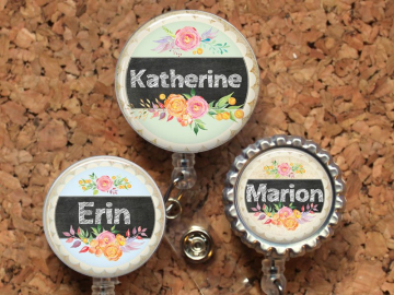 Chalkboard Badge Reel, Personalized Retractable ID Holder, Lanyard, Badge Pull, Choice of Colors, Carabiner, Stethoscope Tag, Mylar