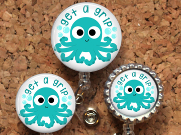 Octopus Badge Reel, Summer Lanyard, Retractable ID Name Holder, Nurse Gift, Doctor Gift, Badge Pull, Pediatric Badge Reel, Cute Badge, Mylar