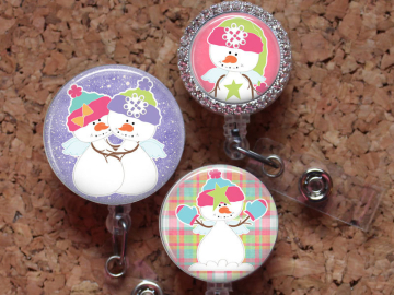Snowman Badge Reel, Retractable ID Holder, Winter Lanyard, Badge Pull, Card Holder, Carabiner, Stethoscope Tag, The Badge Patch, Mylar