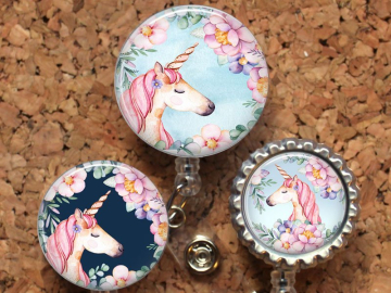 Unicorn Badge Reel, Retractable ID Holder, Spring Lanyard, Badge Pull, Card Holder, Carabiner, Stethoscope Tag, The Badge Patch, Mylar