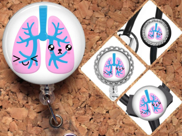 Lungs Badge Reel, Retractable ID Holder, Radiology Lanyard, Badge Pull, Card Holder, Carabiner, Stethoscope Tag, The Badge Patch, Mylar