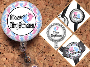 NICU Badge Reel ID Holder MBU Maternity Baby Feet Lanyard, Carabiner, Steth Tag, Yoke Tag Fits all stethoscopes including Littman, Mylar