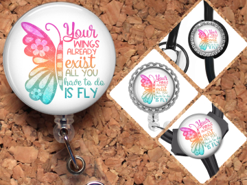 Butterfly Badge Reel Retractable Lanyard Badge Holder Carabiner Id Holder Stethoscope Tag Nurse Badge Reel Gift Mylar B1091